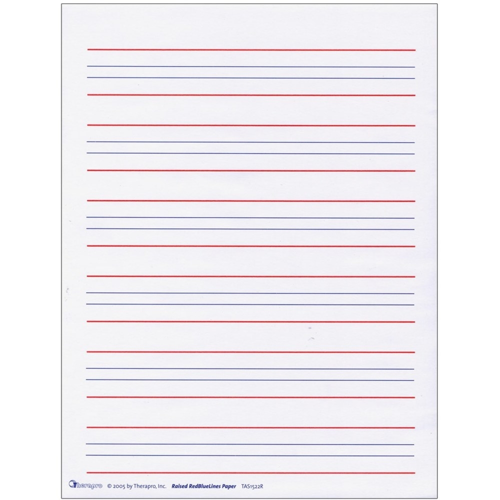 Raised Line Writing Paper Red And Blue Lines Package Of 50