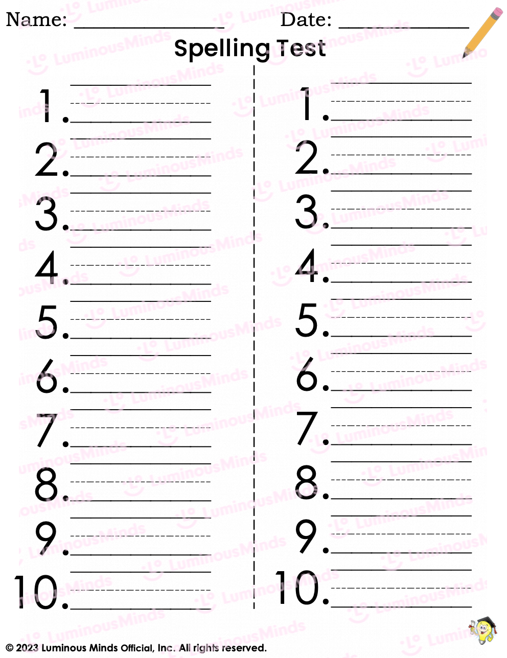 spelling word practice sheets