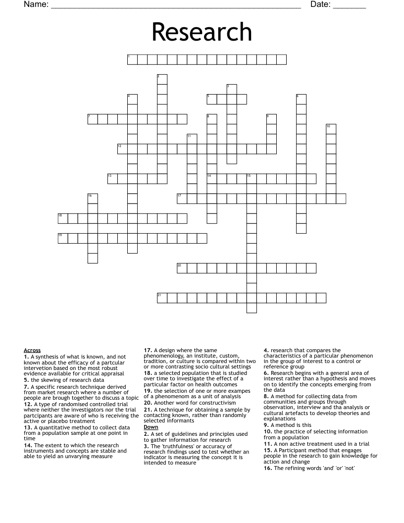 Research Crossword WordMint