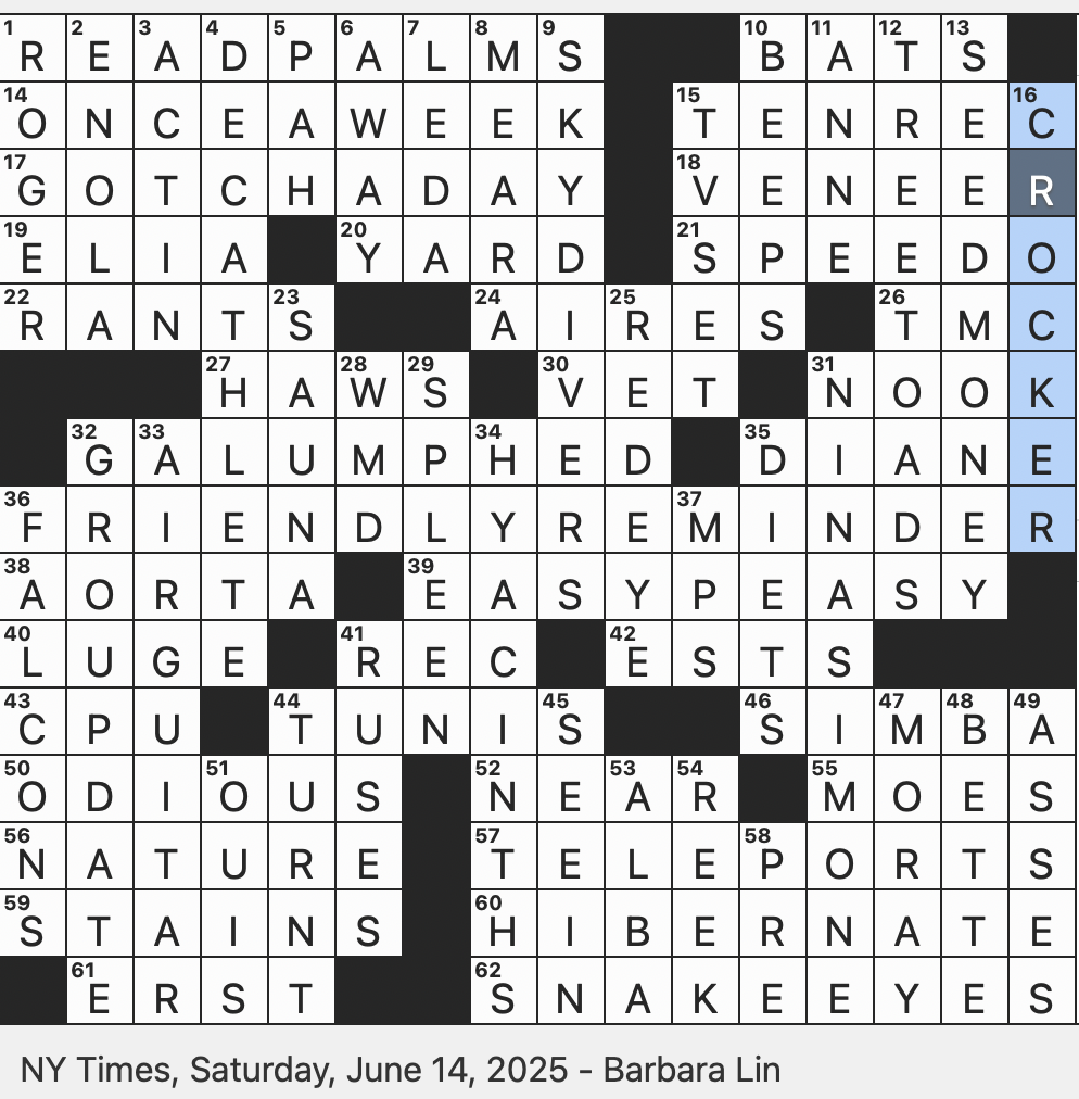 Rex Parker Does The NYT Crossword Puzzle Hedgehog like Mammal Of Madagascar SAT 6 14 25 Grocery Store Surname Film Lover s Haven In Brief Relative Of A Skeleton Singer With Rex Parker Does The NYT Crossword Puzzle Hedgehog like Mammal Of Madagascar SAT 6 14 25 Grocery Store Surname Film Lover s Haven In Brief Relative Of A Skeleton Singer With