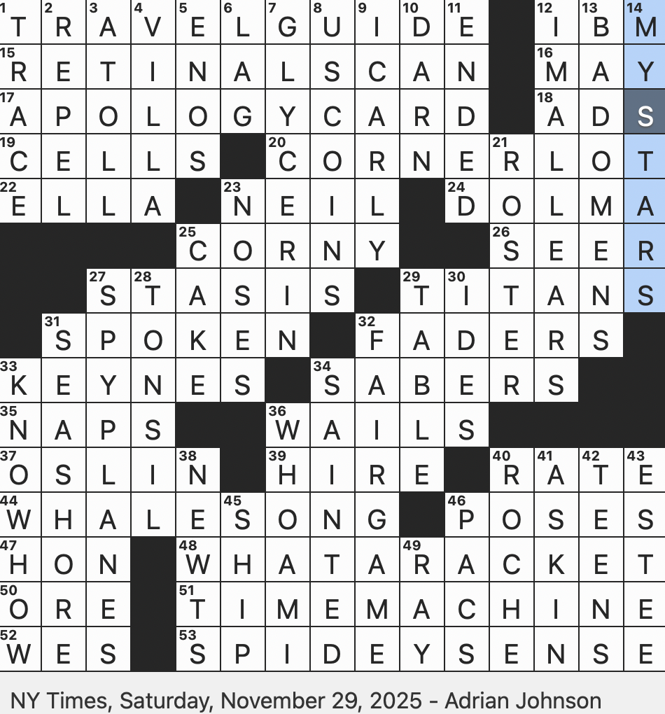 Rex Parker Does The NYT Crossword Puzzle What Sfouf Is In Lebanese Cuisine SAT 11 29 25 Axolotl Lookalikes Nickelodeon Series Whose Episode Titles All Start With The Same Letter As Rex Parker Does The NYT Crossword Puzzle What Sfouf Is In Lebanese Cuisine SAT 11 29 25 Axolotl Lookalikes Nickelodeon Series Whose Episode Titles All Start With The Same Letter As