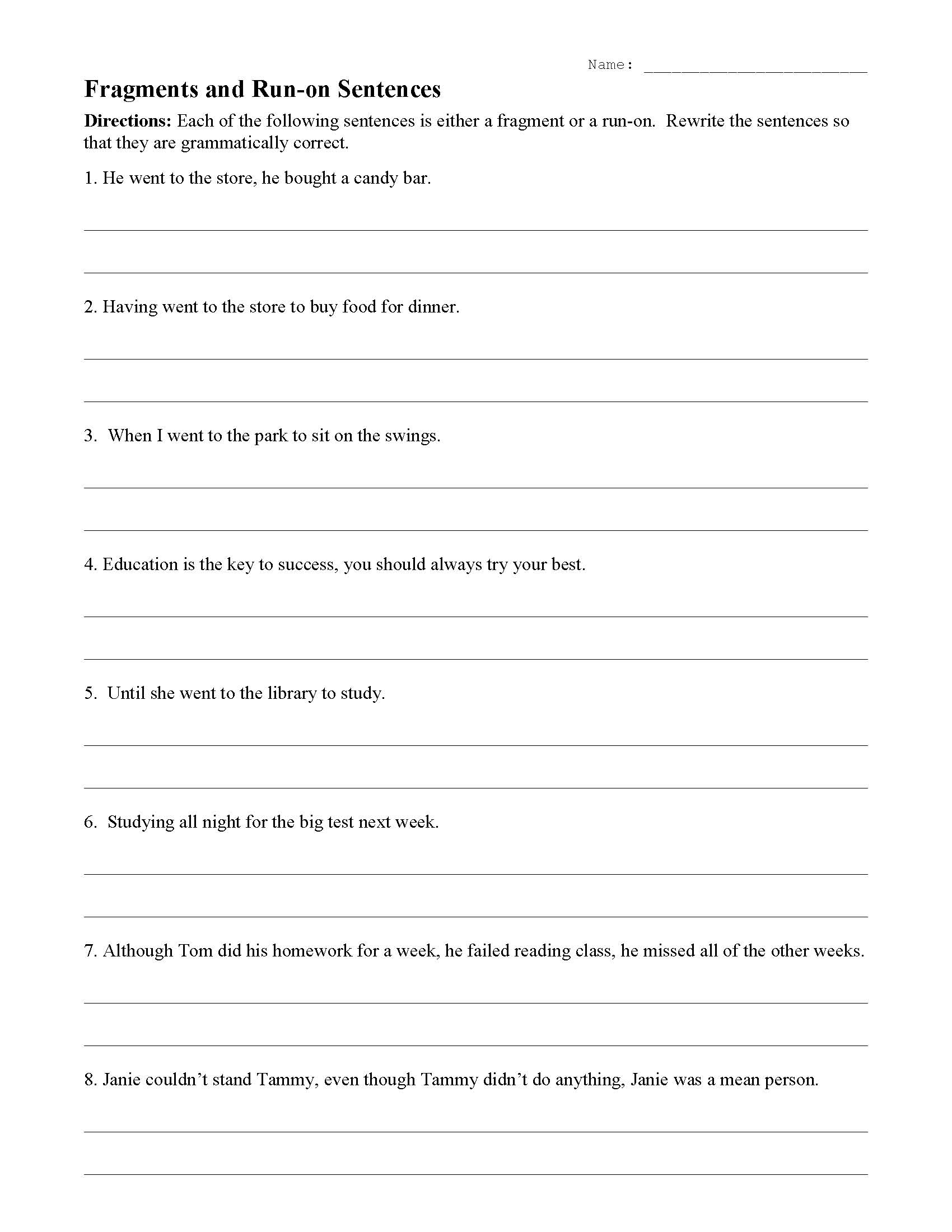Sentence Structure Worksheets Language Arts Activities