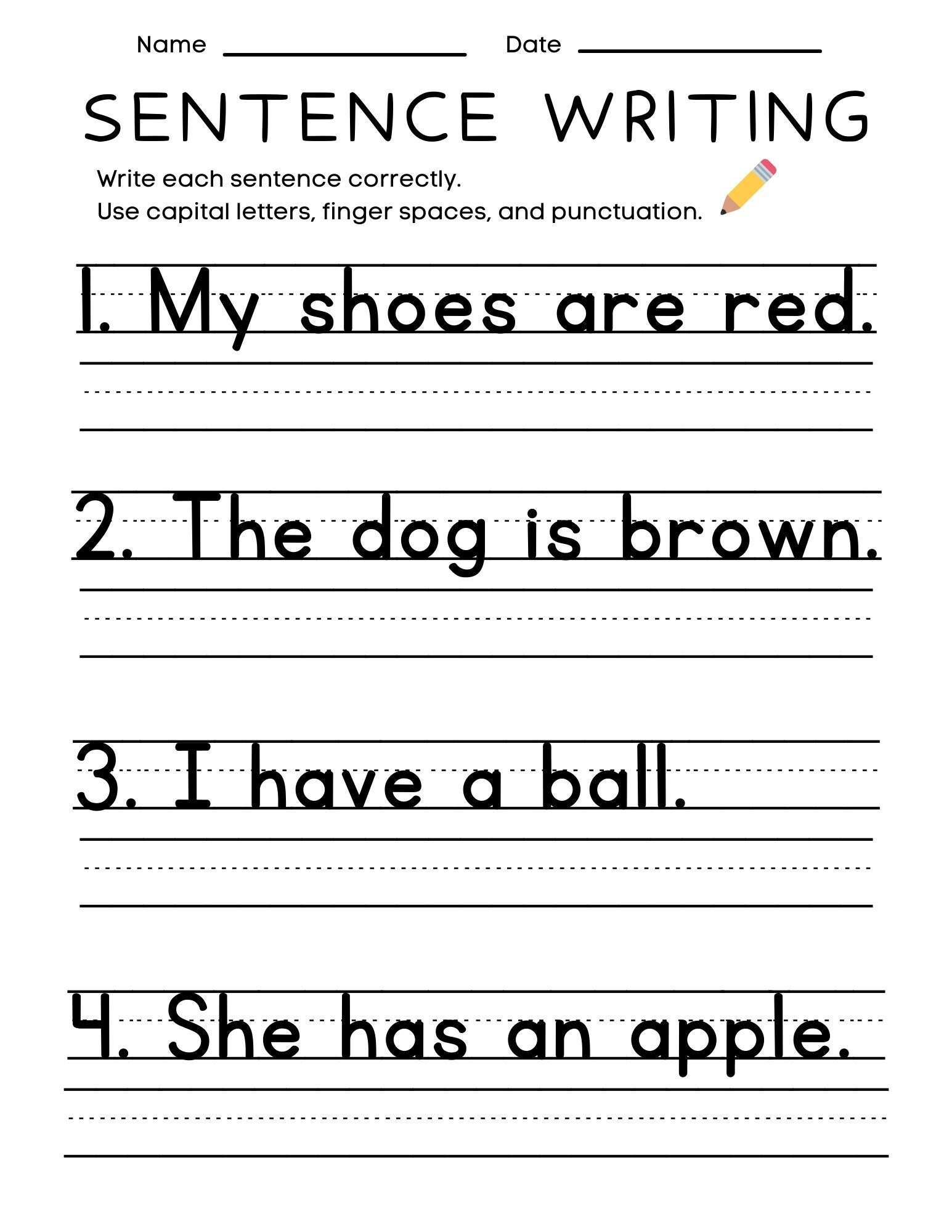 Sentence Writing Worksheets Etsy