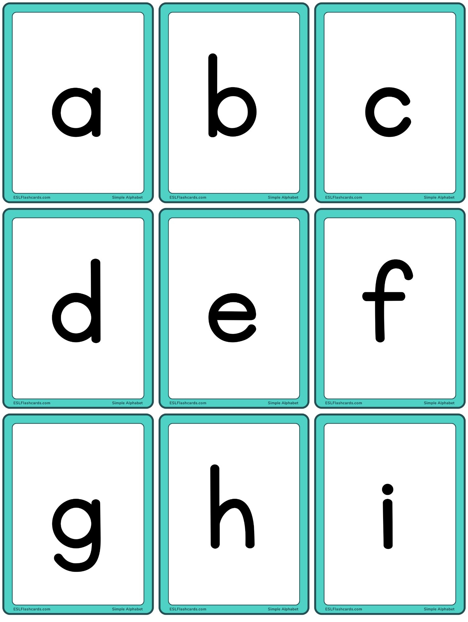 Simple Alphabet Flashcards ESL Flashcards Simple Alphabet Flashcards ESL Flashcards