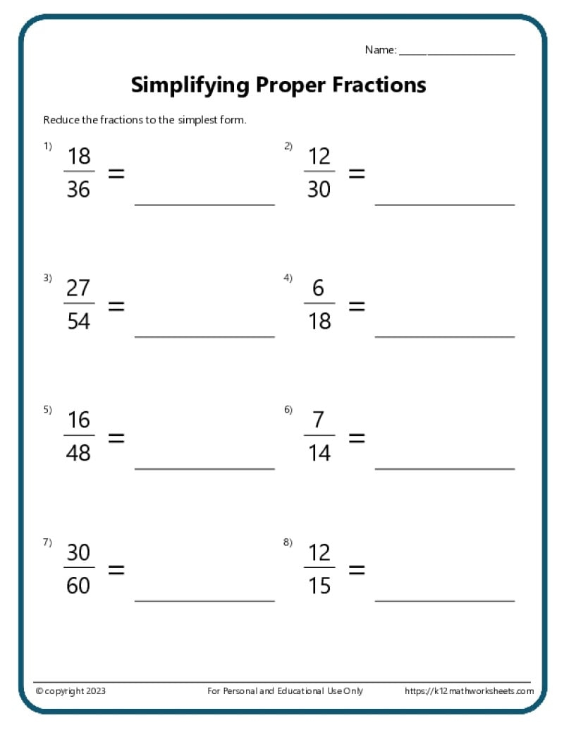 Simplifying Fractions Worksheets K12mathworksheets Simplifying Fractions Worksheets K12mathworksheets