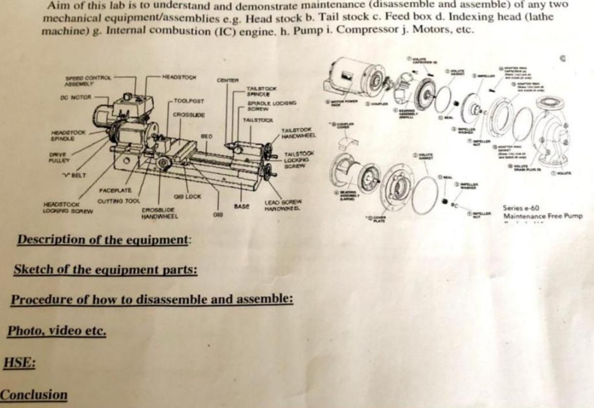SOLVED Aim Of This Lab Is To Understand And Demonstrate Maintenance Disassemble 1 Answer SolutionInn