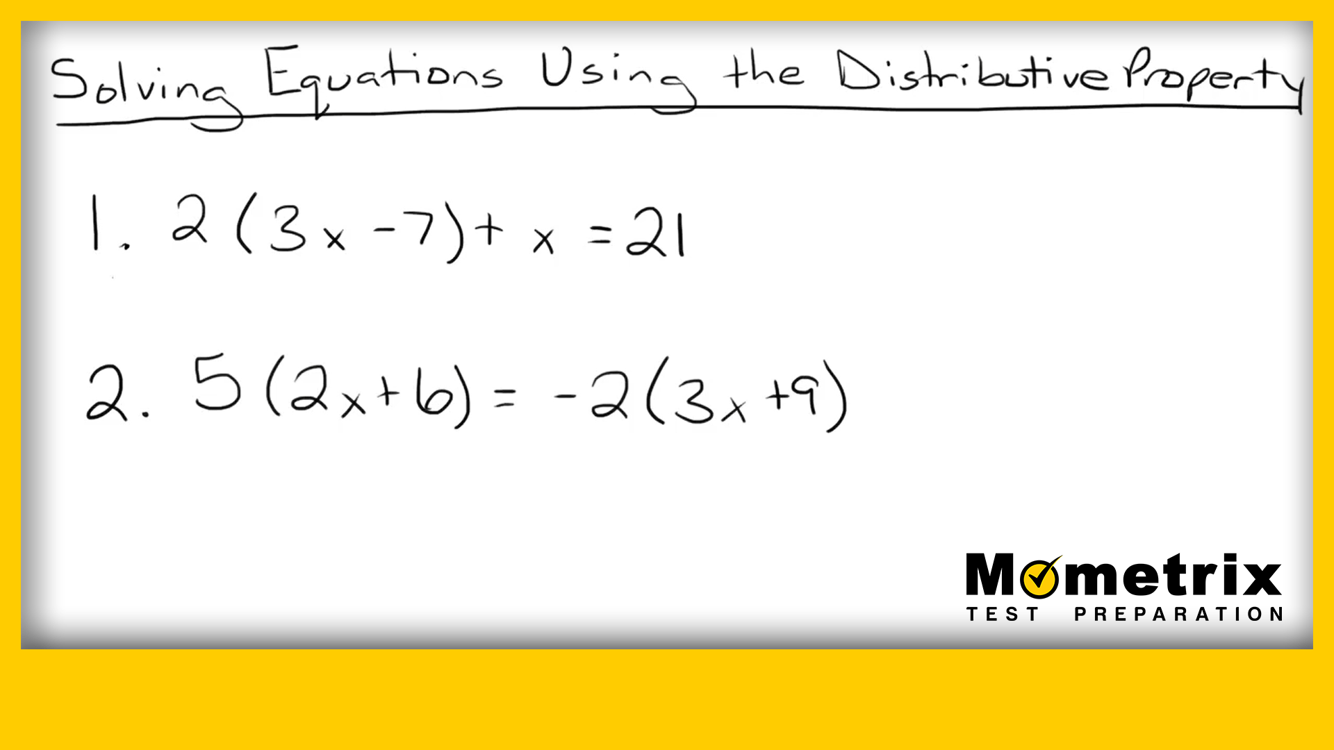 Solving Equations Using The Distributive Property Video 