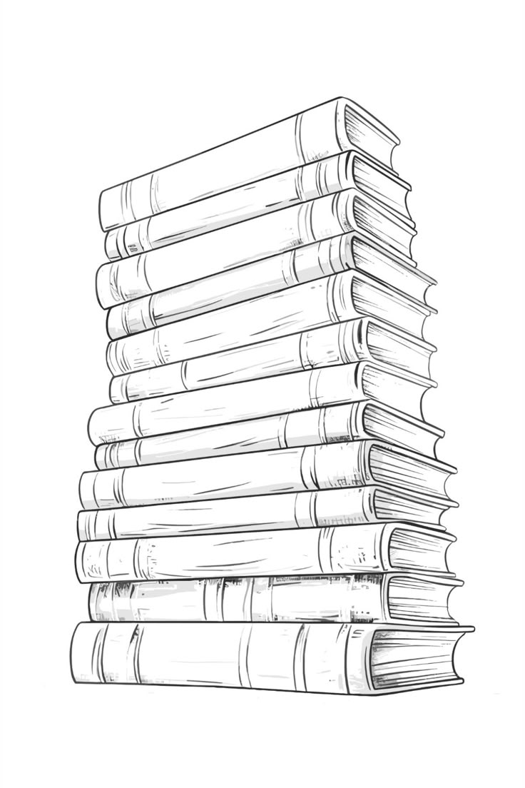 Stack Of Books Coloring Page