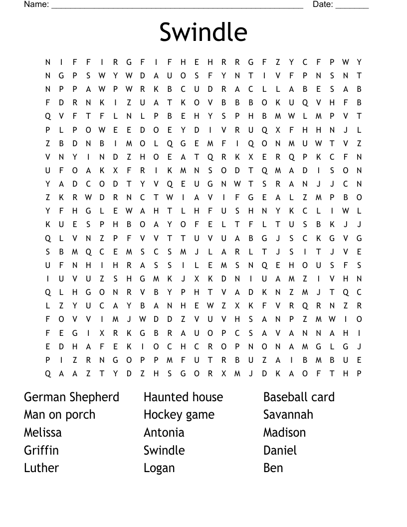 Swindle Word Search WordMint Swindle Word Search WordMint