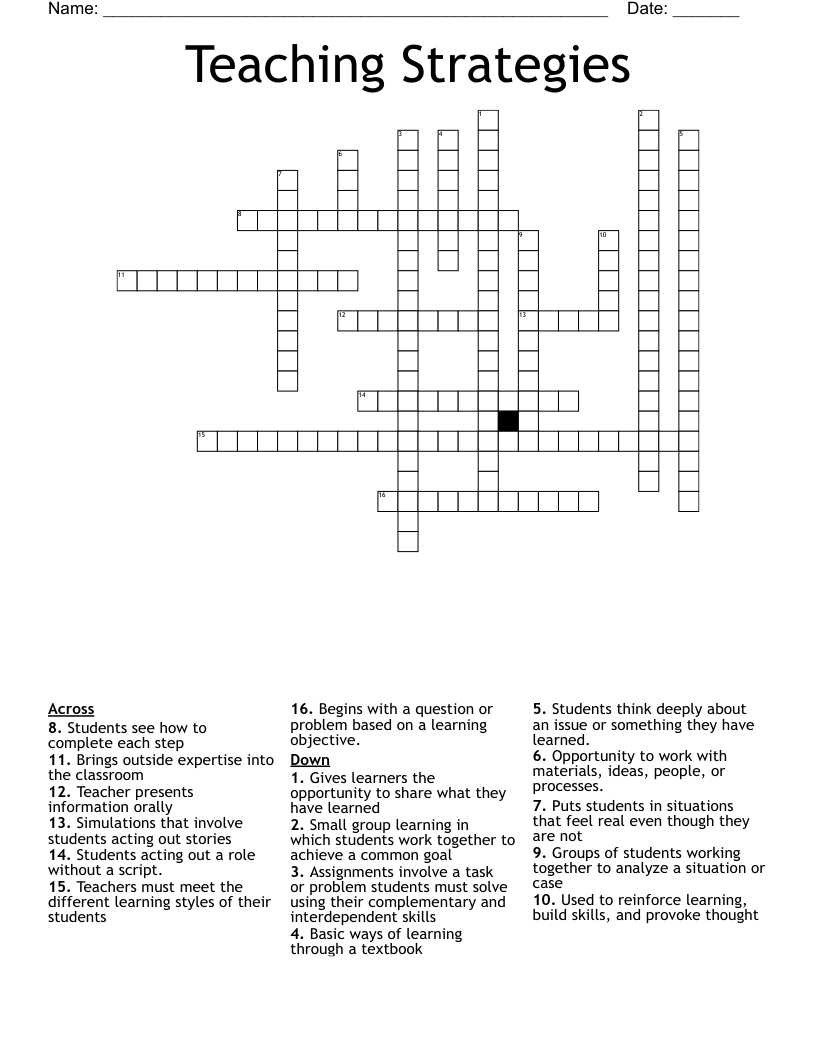 Teaching Strategies Crossword WordMint