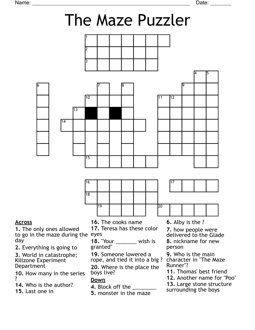 The Maze Puzzler Crossword WordMint The Maze Puzzler Crossword WordMint