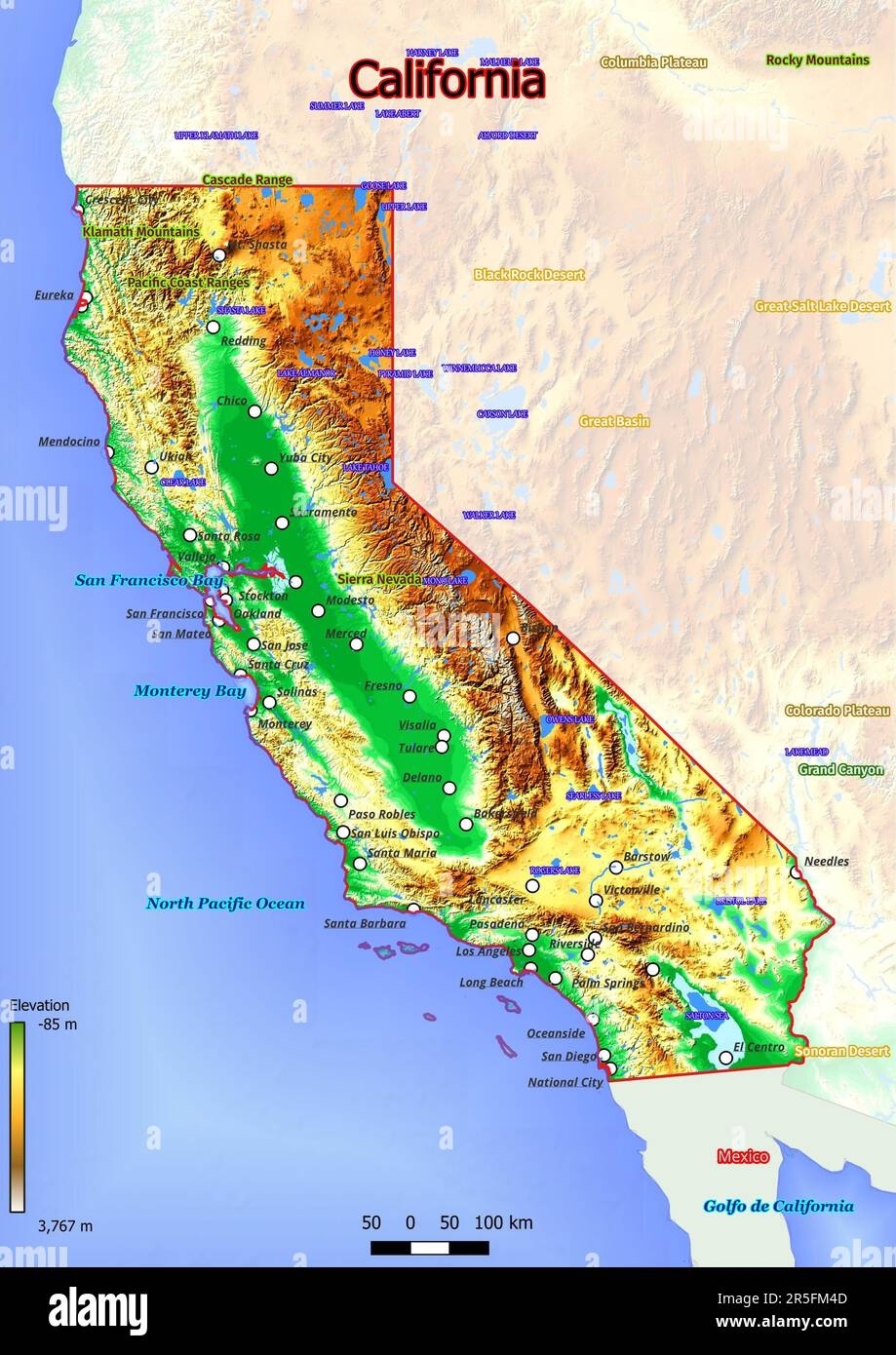 physical feature map of california physical feature map of california