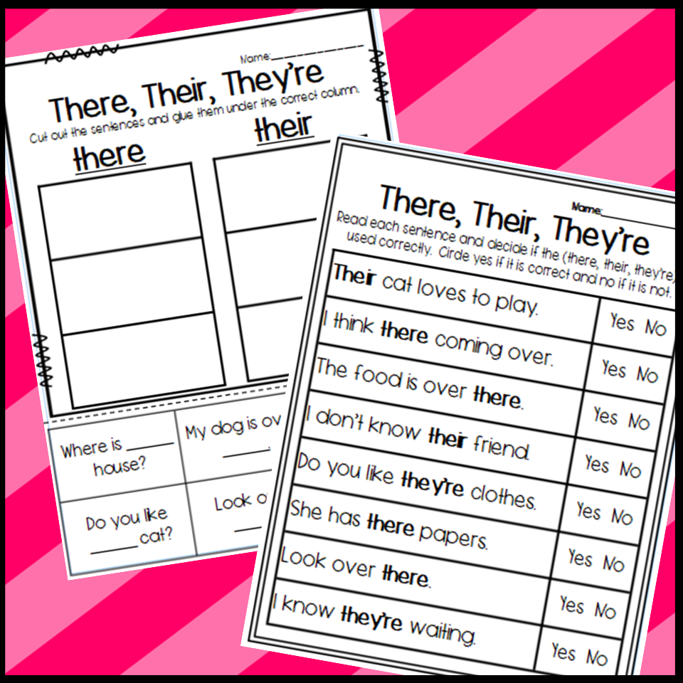 There Their And They re Homophone Worksheets Made By Teachers