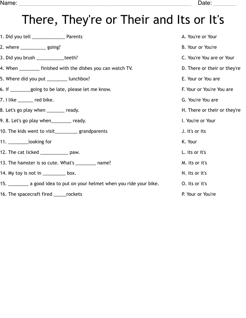 there they're their worksheet