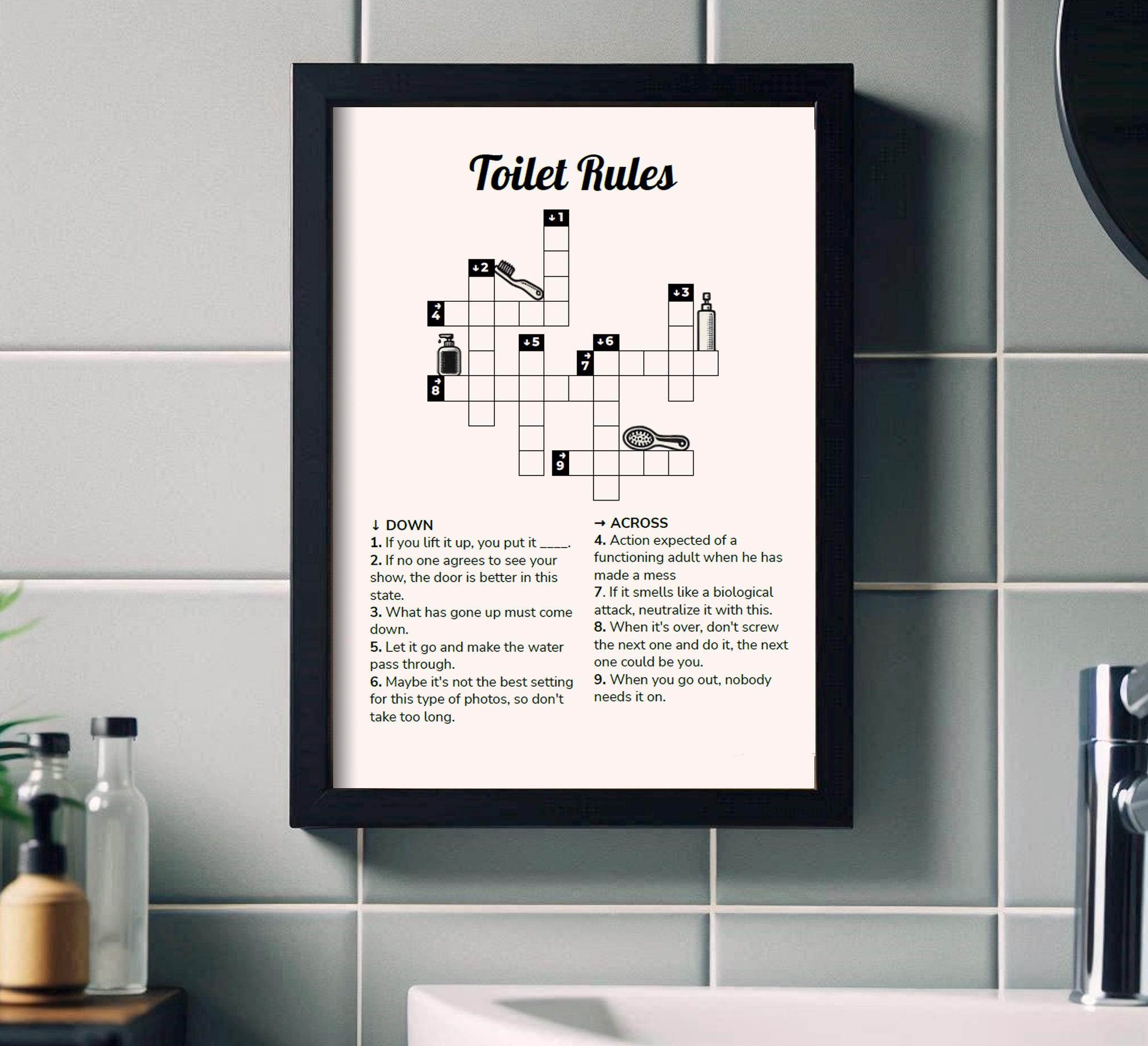 Toilet Rules Crossword Printable In 4 Sizes A Funny Toilet Game To Forget The Phone And Remember To Flush The Toilet Guest Bathroom Decor Etsy Toilet Rules Crossword Printable In 4 Sizes A Funny Toilet Game To Forget The Phone And Remember To Flush The Toilet Guest Bathroom Decor Etsy