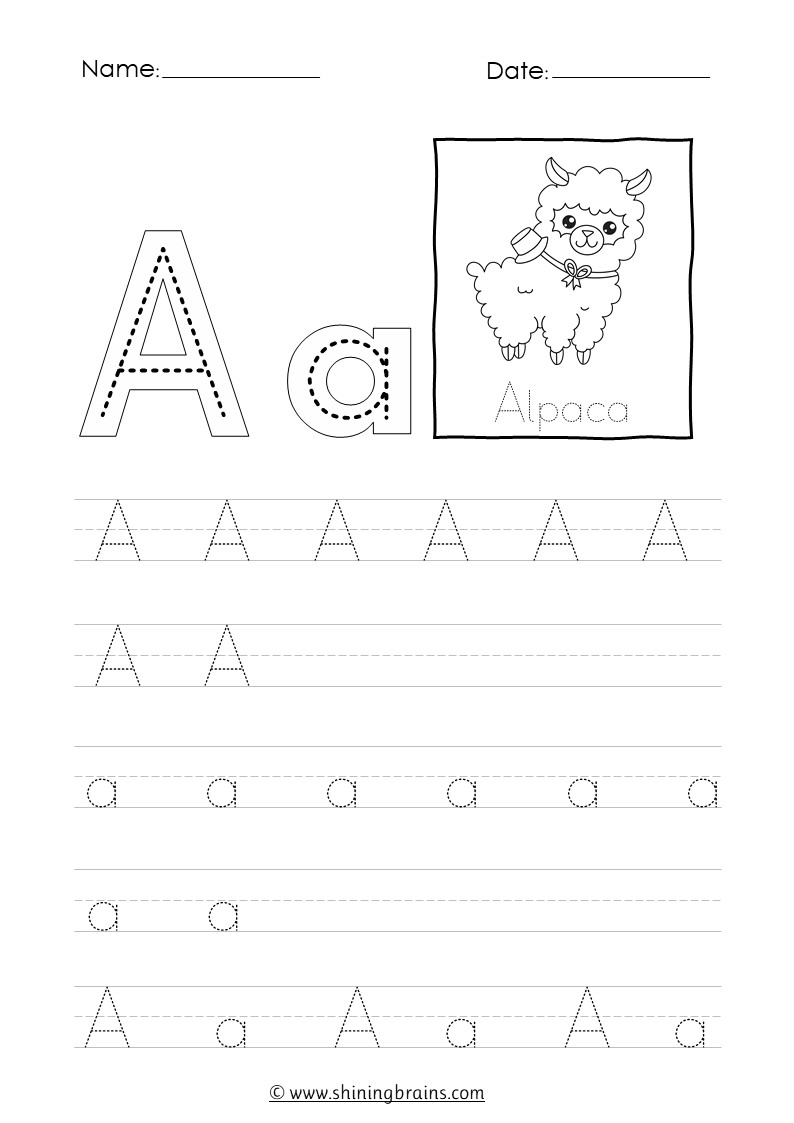 trace letter a worksheet trace letter a worksheet