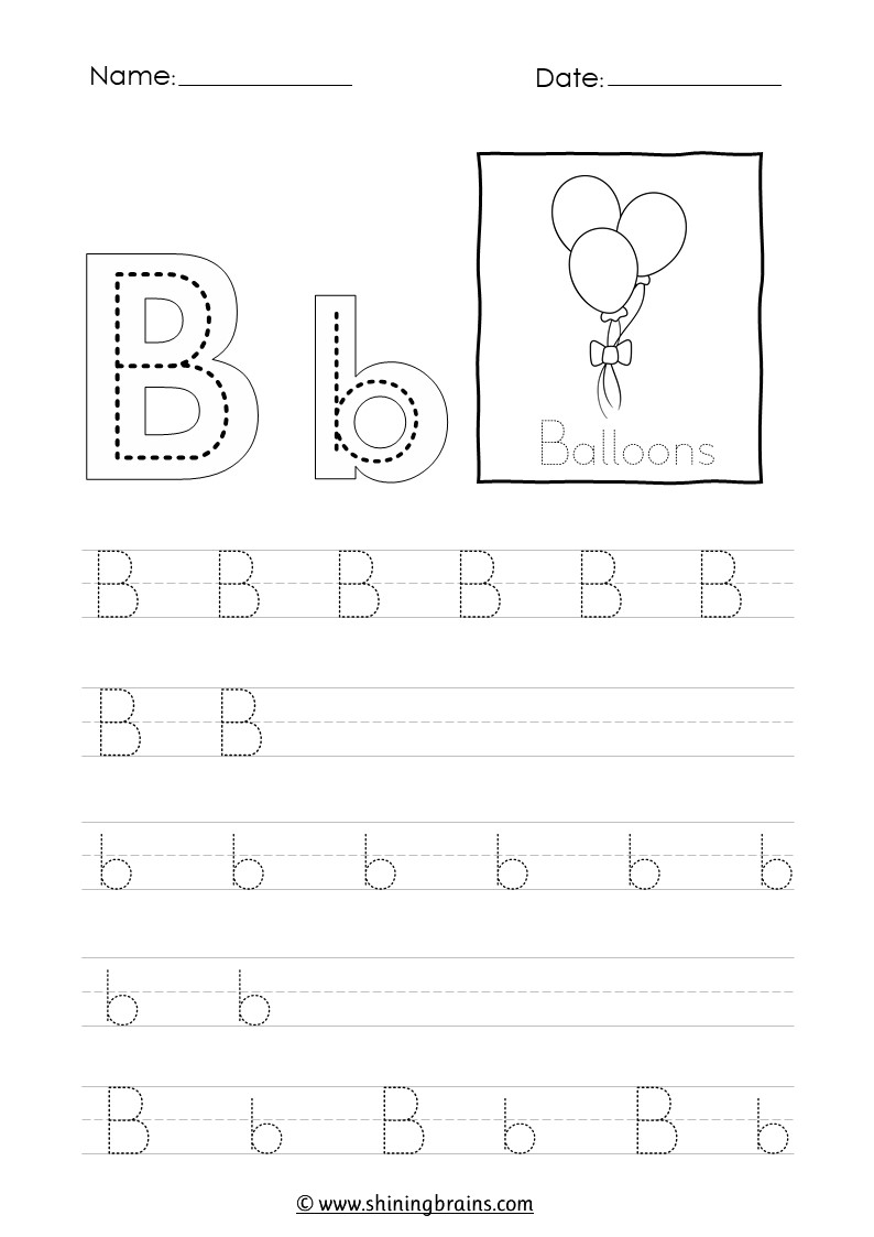 trace letter b worksheet