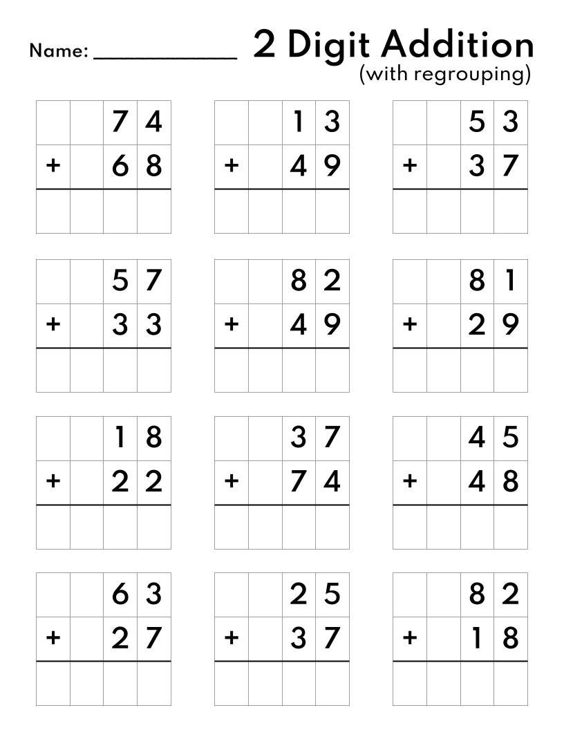 Two Digit Addition Worksheets 1st 2nd Grade Math printable PDF Etsy Two Digit Addition Worksheets 1st 2nd Grade Math printable PDF Etsy