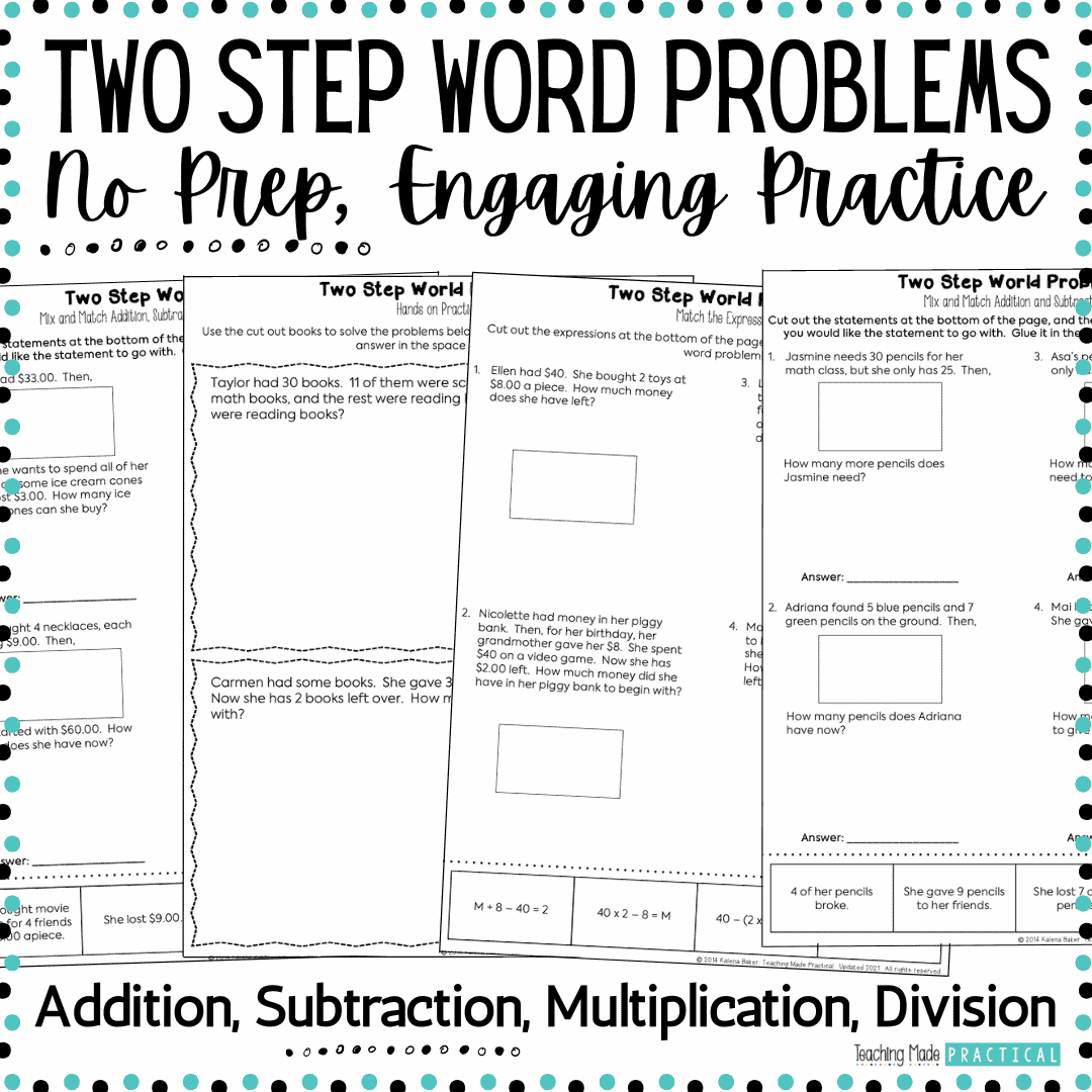 Two Step Word Problem Multi Step Freebie Teaching Made Practical