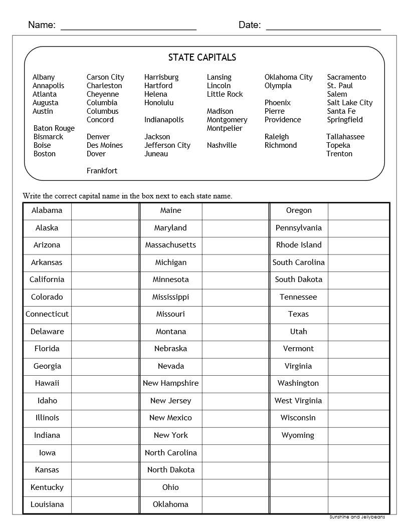 U S States Capitals Worksheets Test Sheets Maps U S Geography Made By Teachers U S States Capitals Worksheets Test Sheets Maps U S Geography Made By Teachers