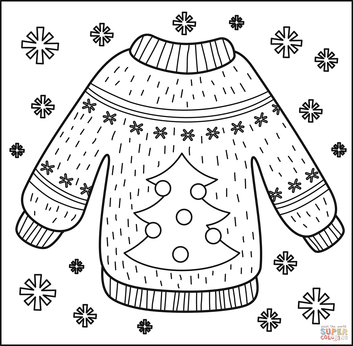 Ugly Sweater Coloring Page Free Printable