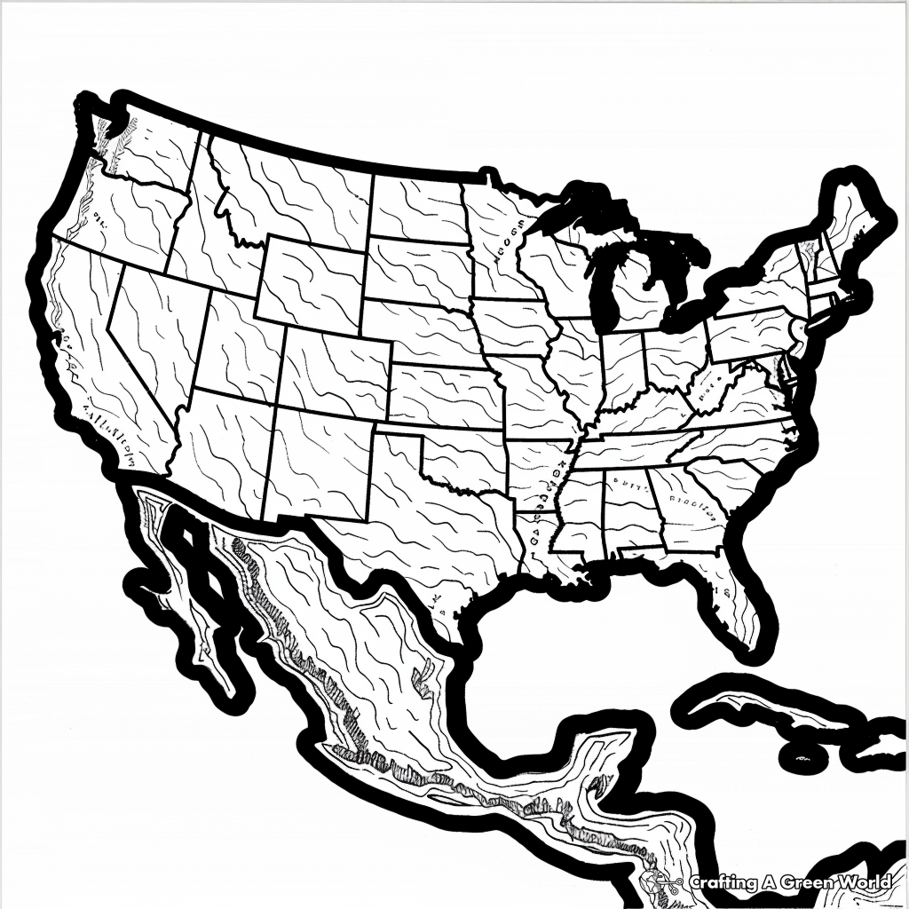 coloring pages of usa map