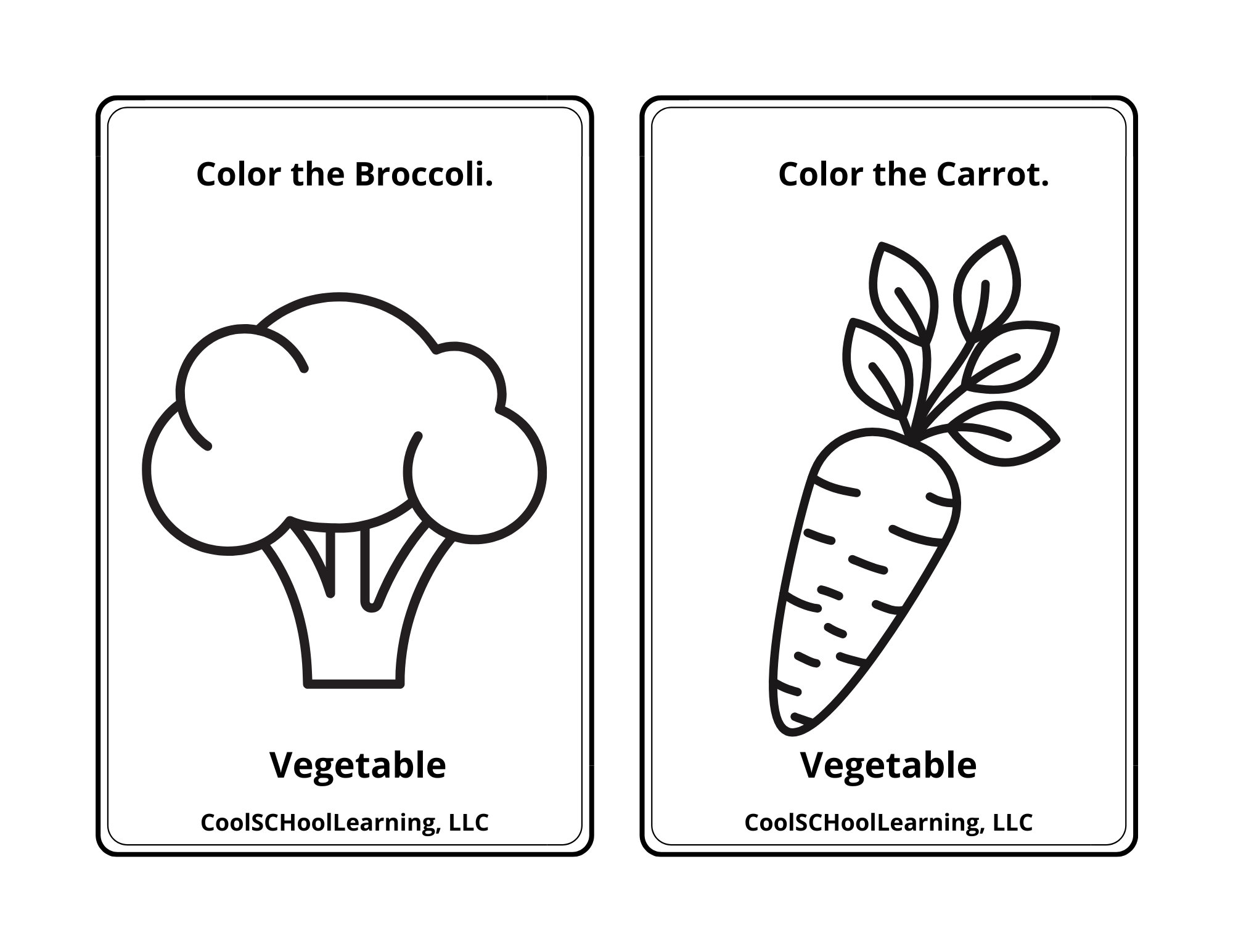 Vegetable Coloring Pages Kids Educational Printables PDF Etsy