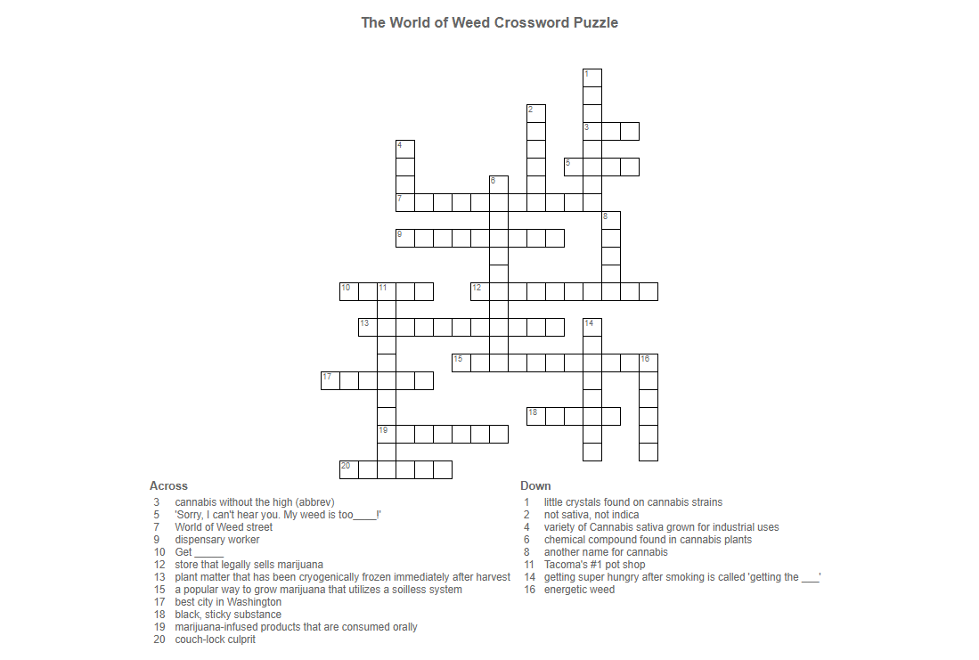 Weed Crossword Puzzle Archives World Of Weed Weed Crossword Puzzle Archives World Of Weed