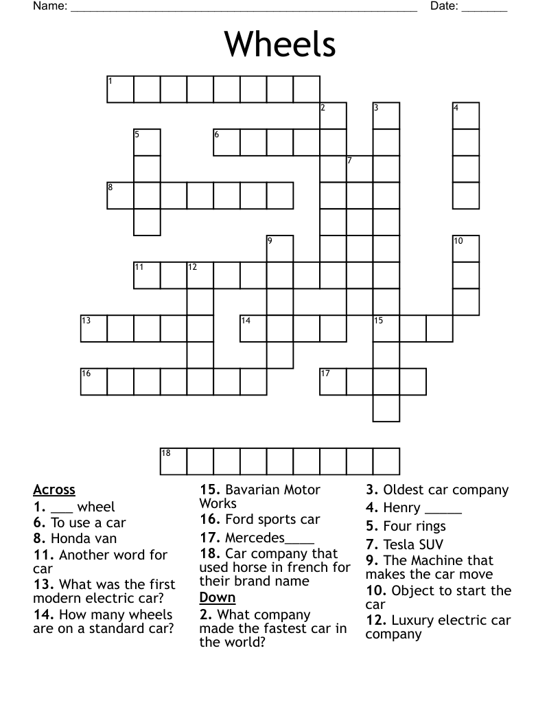 Wheels Crossword WordMint Wheels Crossword WordMint