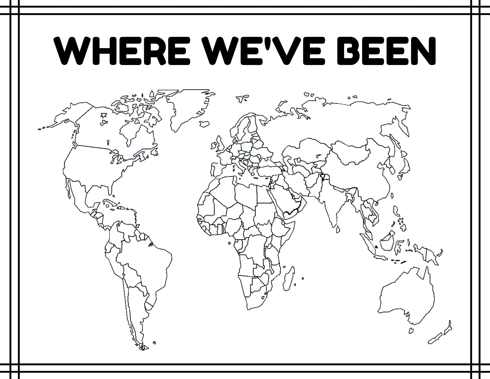Where I ve Been World Map Colorable Travel Tracker digital Print Etsy Israel