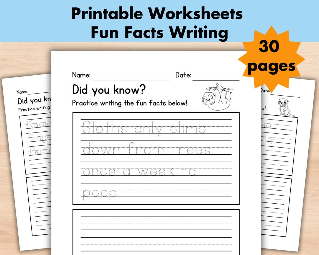 Write The Sentence Worksheets Handwriting Trace Fun Facts Printable Sentences Writing Practice Activity 1st 3rd Grade ELA Worksheets Etsy Write The Sentence Worksheets Handwriting Trace Fun Facts Printable Sentences Writing Practice Activity 1st 3rd Grade ELA Worksheets Etsy