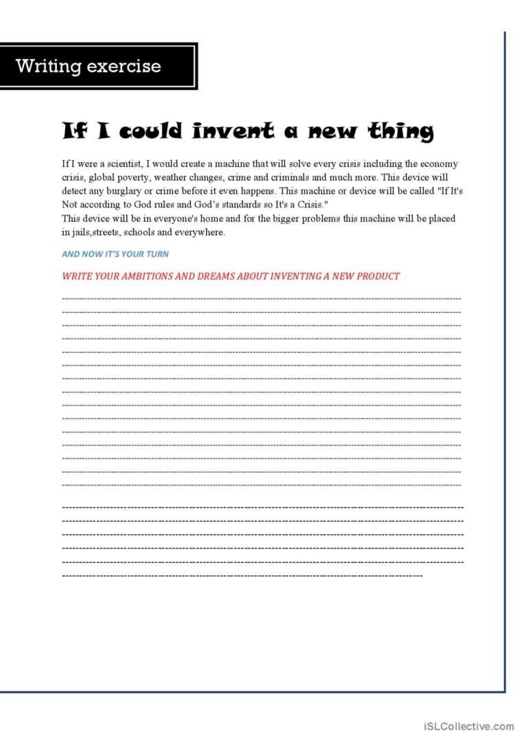 Writing Exercise Creative Writin English ESL Worksheets Pdf Doc