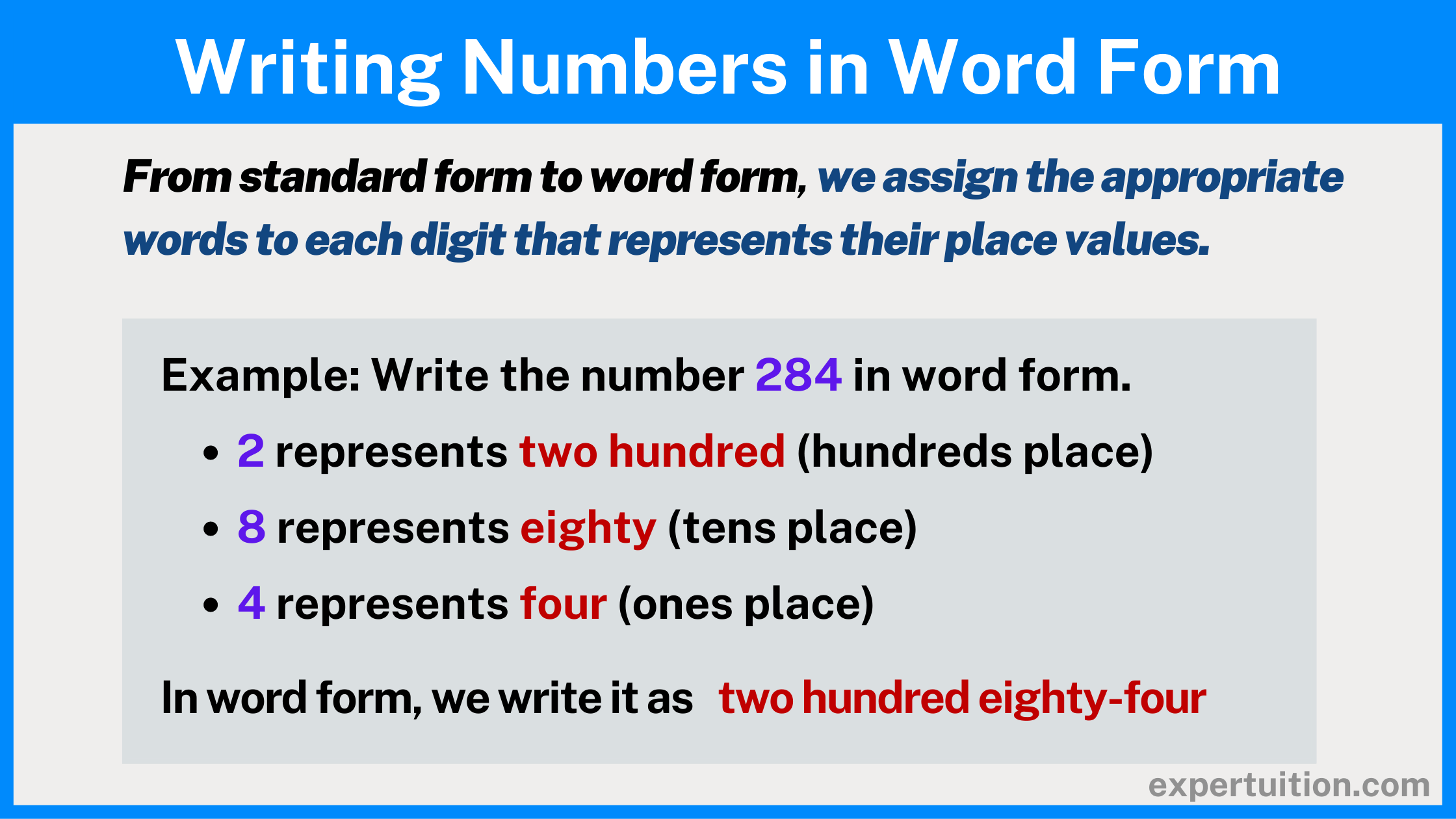 Writing Numbers In Standard Word And Expanded Forms ExperTuition