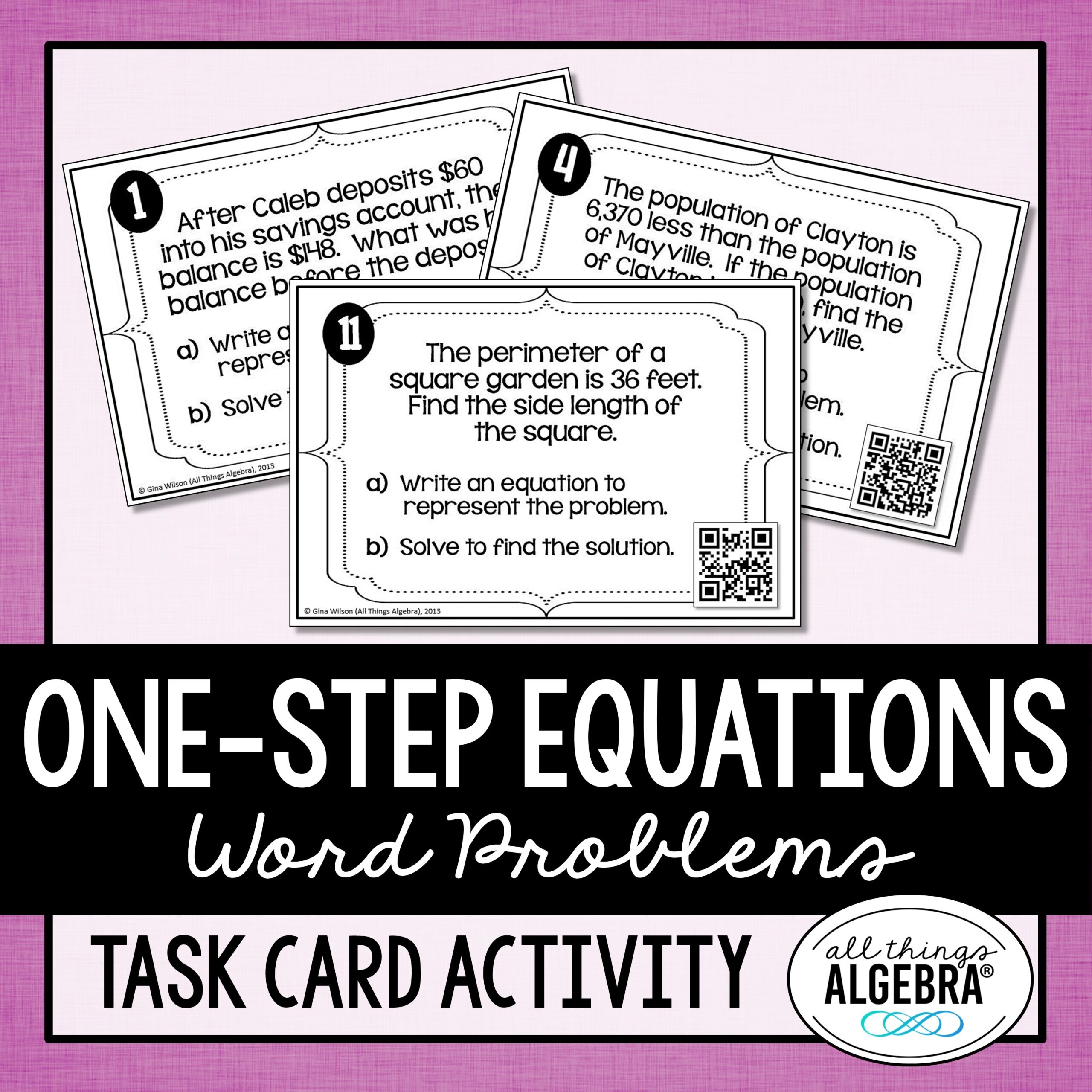 one step equation word problems