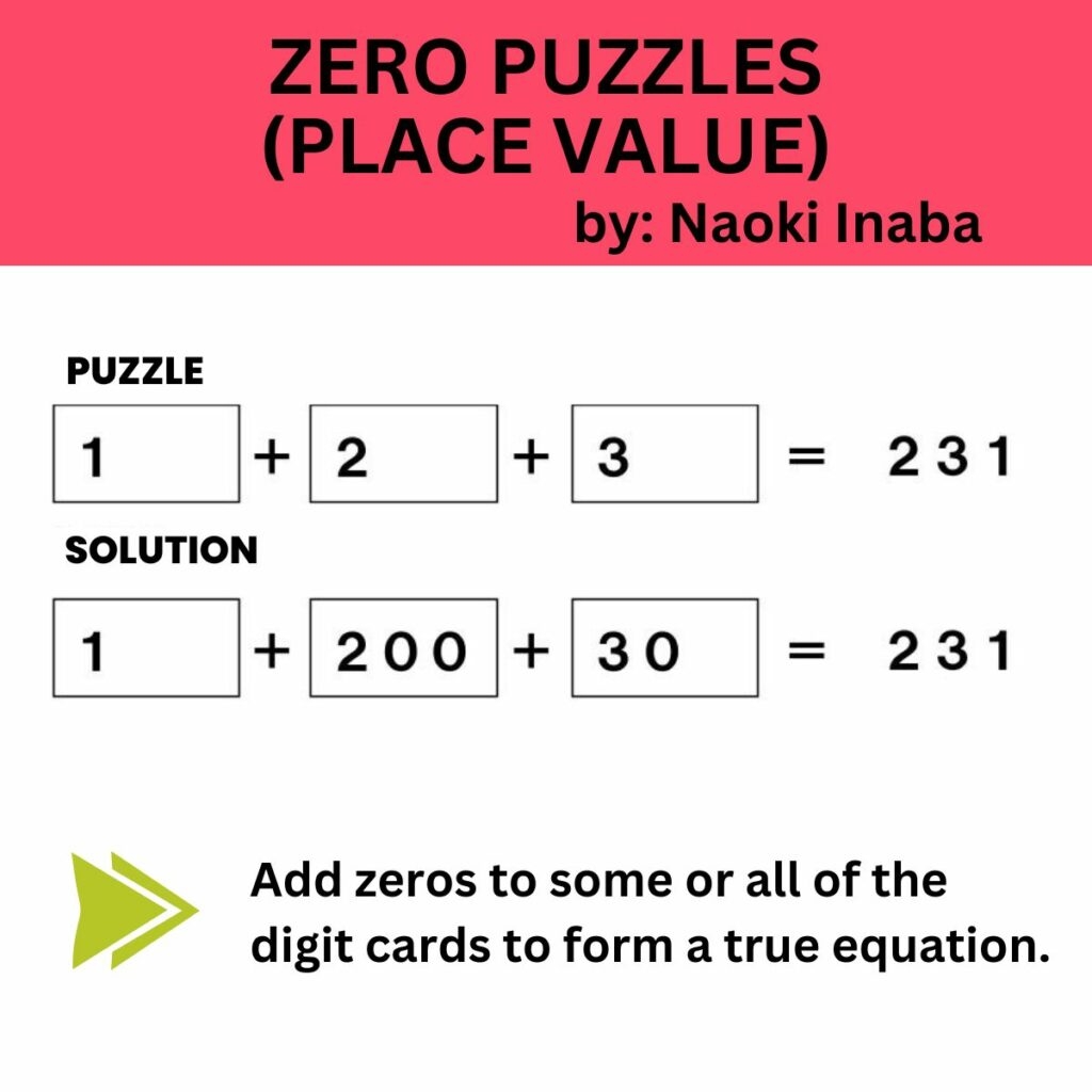 Zero Place Value Puzzles Math Love