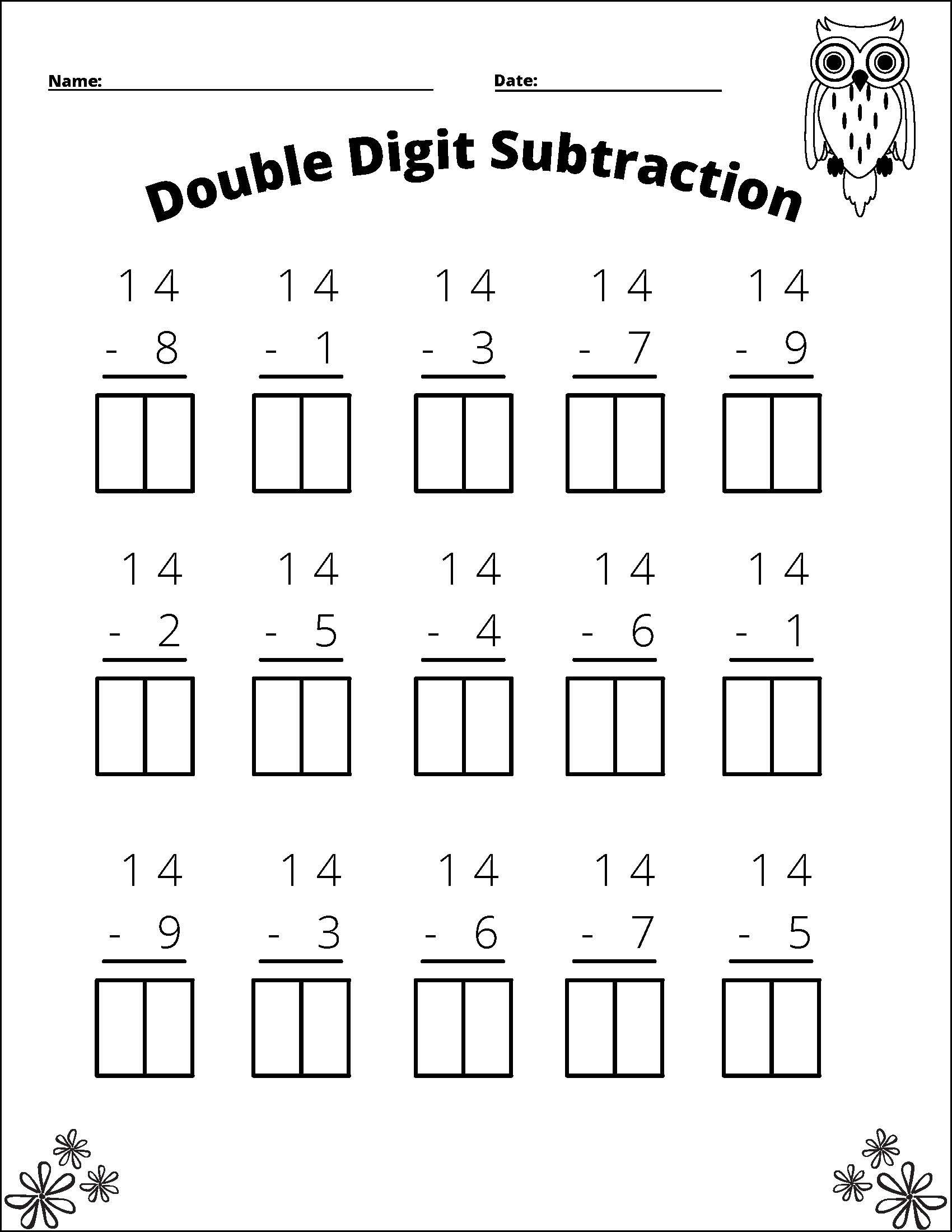 11 Printable Double Digit Subtraction Worksheets Numbers 10 20 Grades 1st And 2nd Etsy 11 Printable Double Digit Subtraction Worksheets Numbers 10 20 Grades 1st And 2nd Etsy