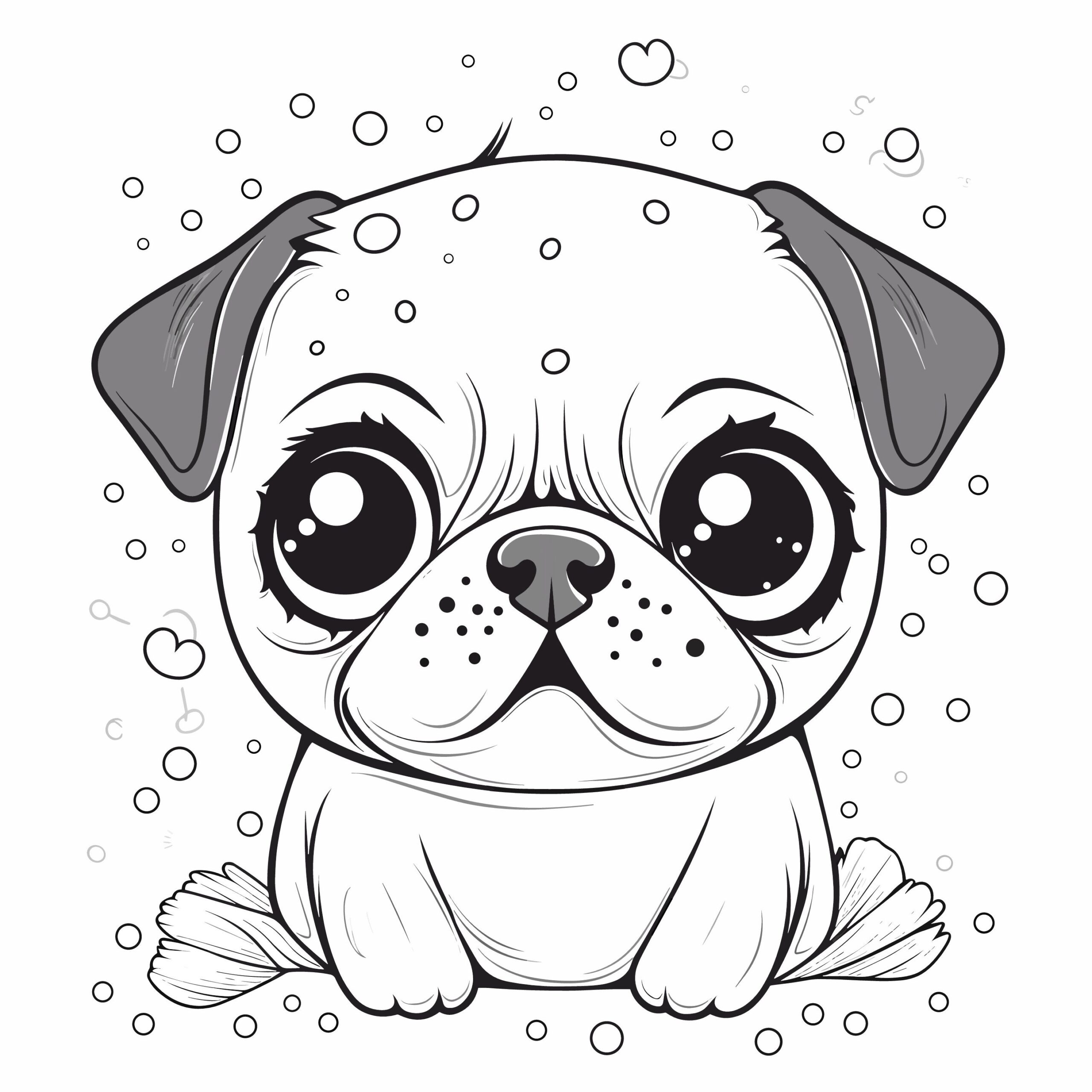 17 Kawaii Pug Coloring Pages Printable Dog Coloring Sheets For Teens Adults Pug Lovers Stress Relief And Relaxation PDF Etsy