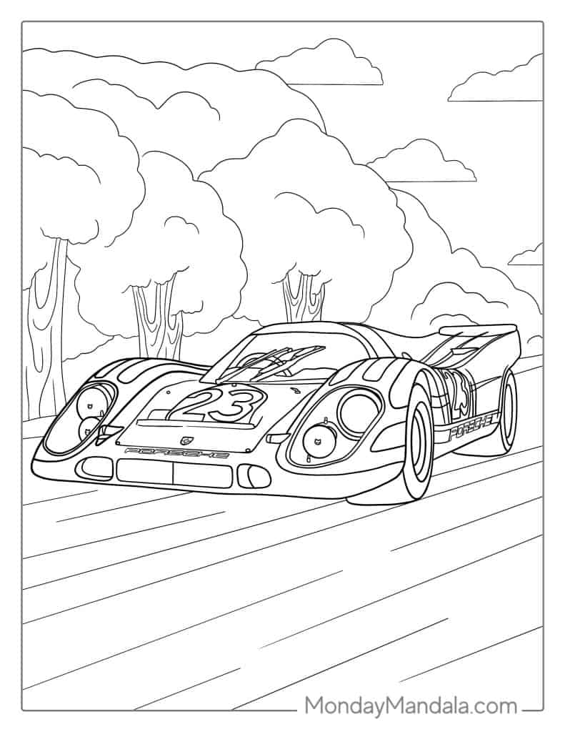 coloring pictures of race cars