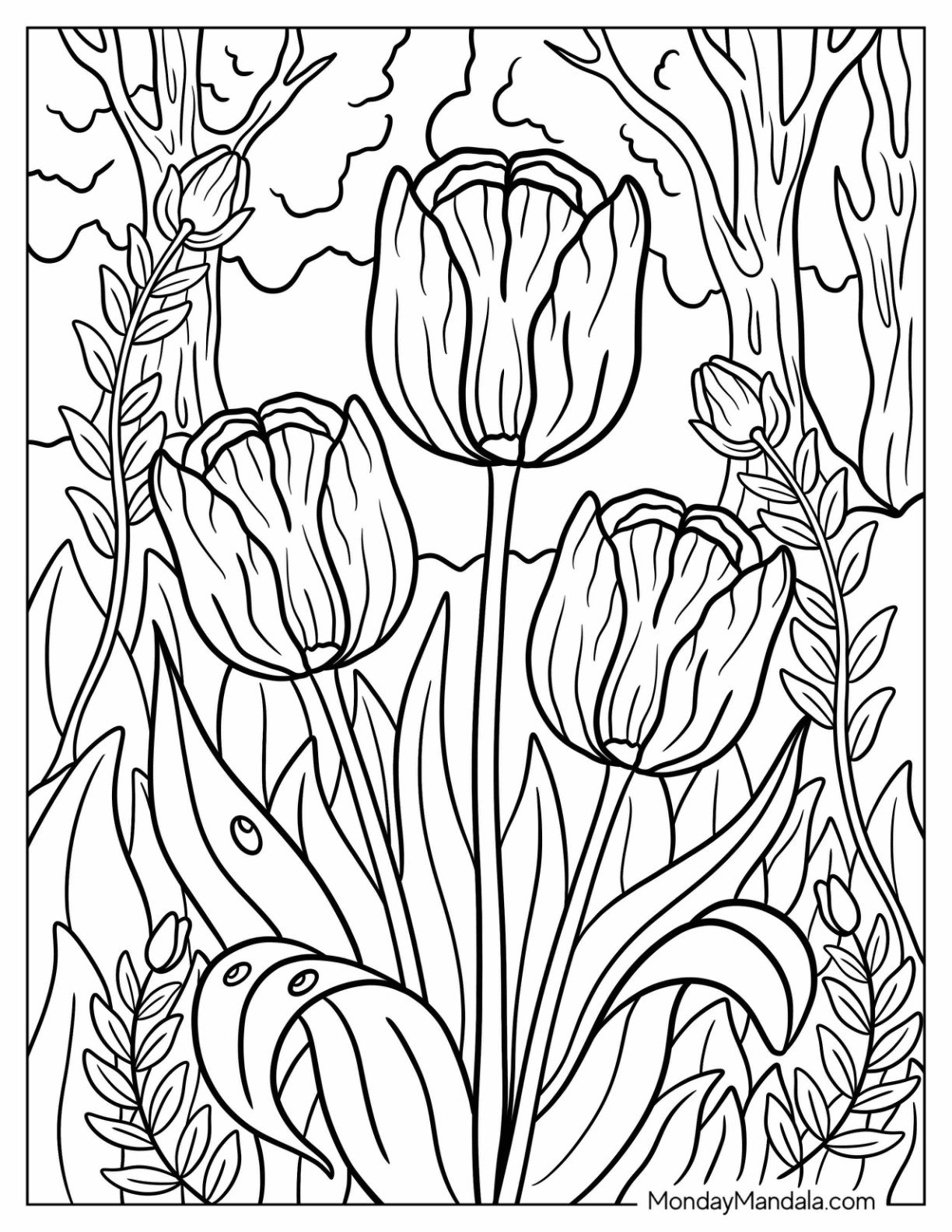 38 Tulip Coloring Pages Free PDF Printables 