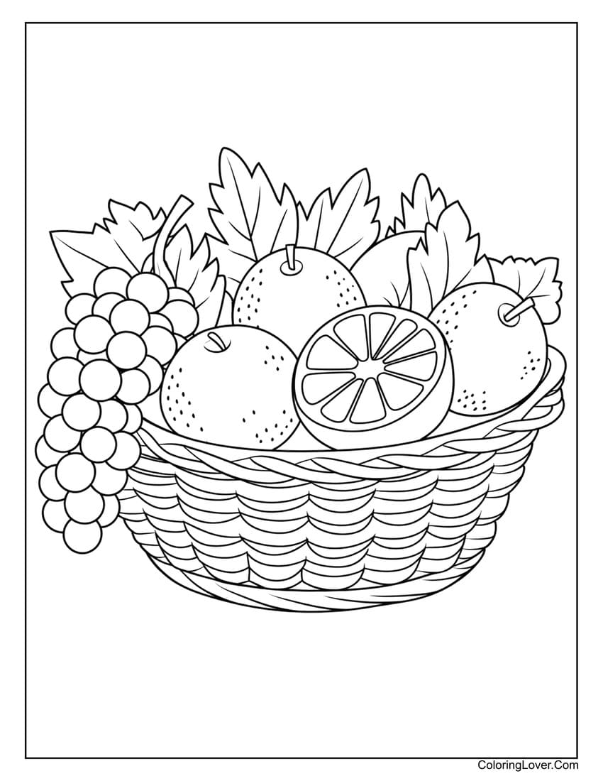 colouring sheets of fruits