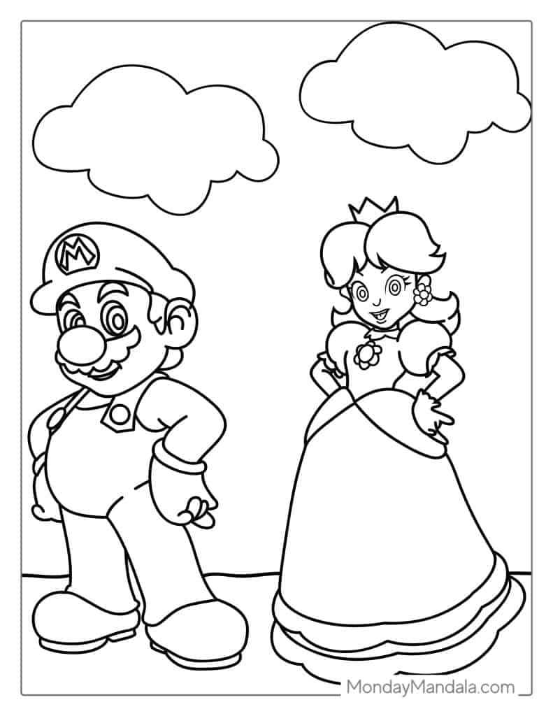 super mario printable colouring pages