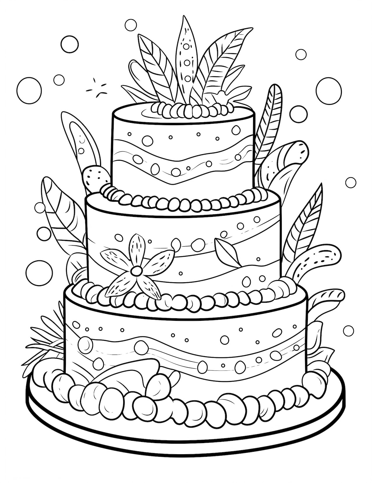 cake colouring in pages