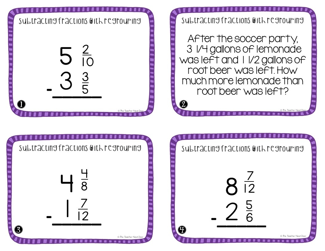 5th Grade Subtract Fractions With Regrouping Task Cards The Teacher Next Door 5th Grade Subtract Fractions With Regrouping Task Cards The Teacher Next Door