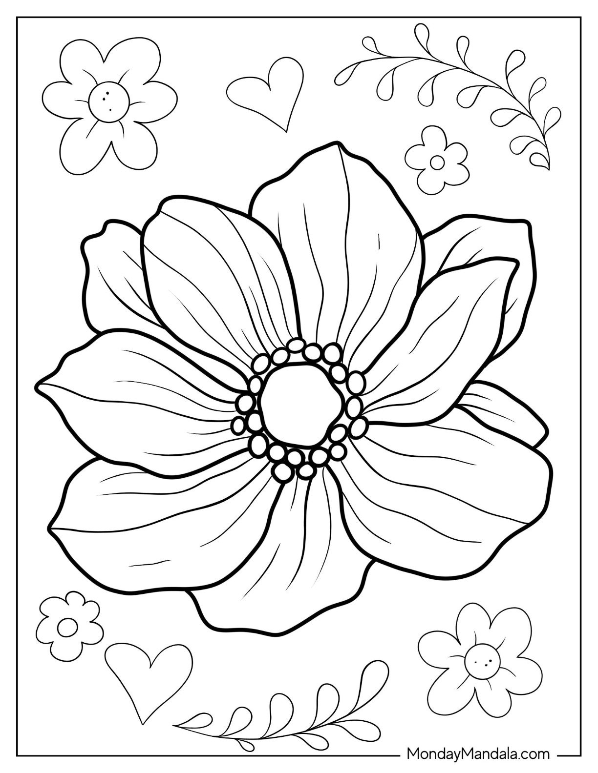 realistic flower coloring pages