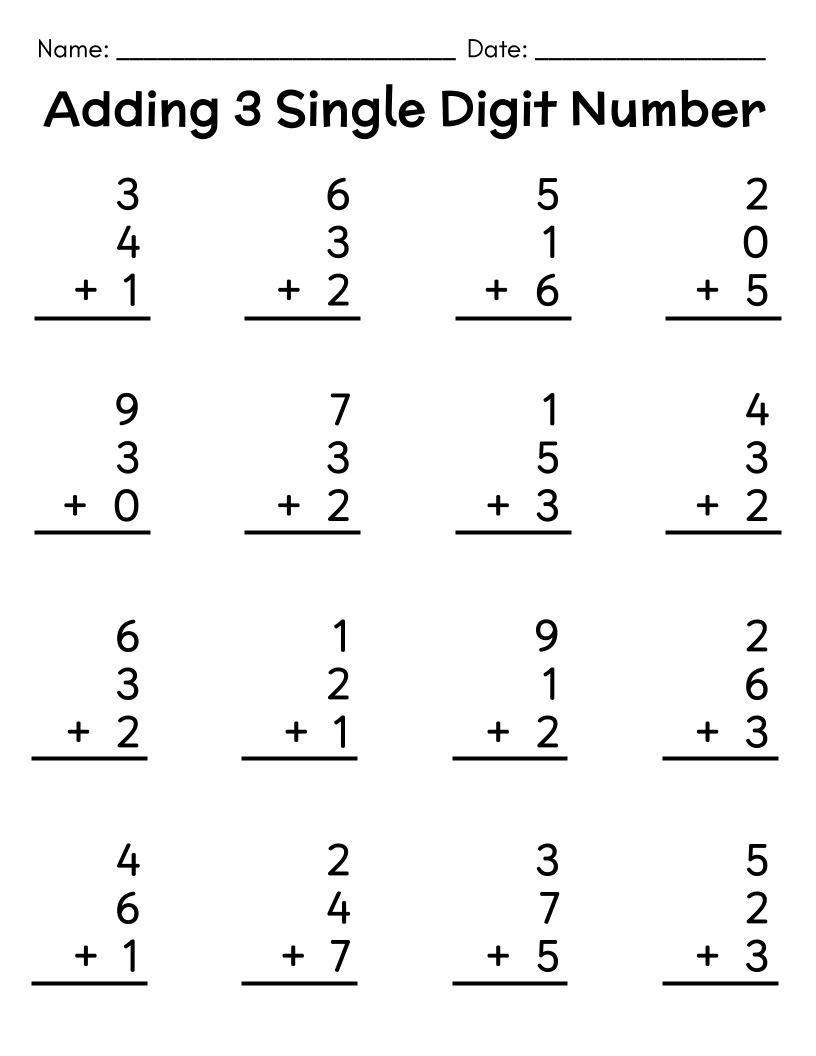 addition worksheets for grade 3