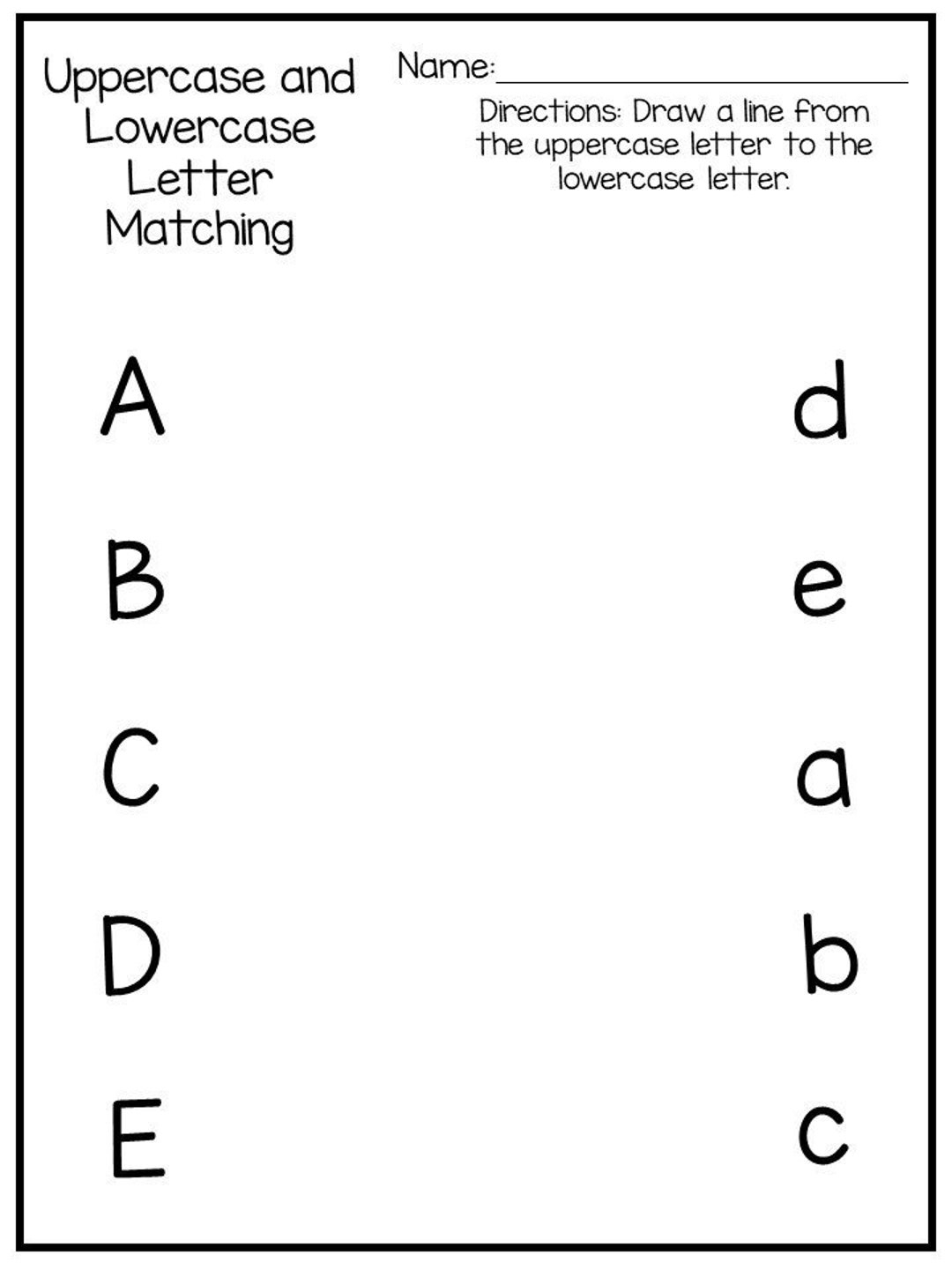 alphabet letter matching worksheets