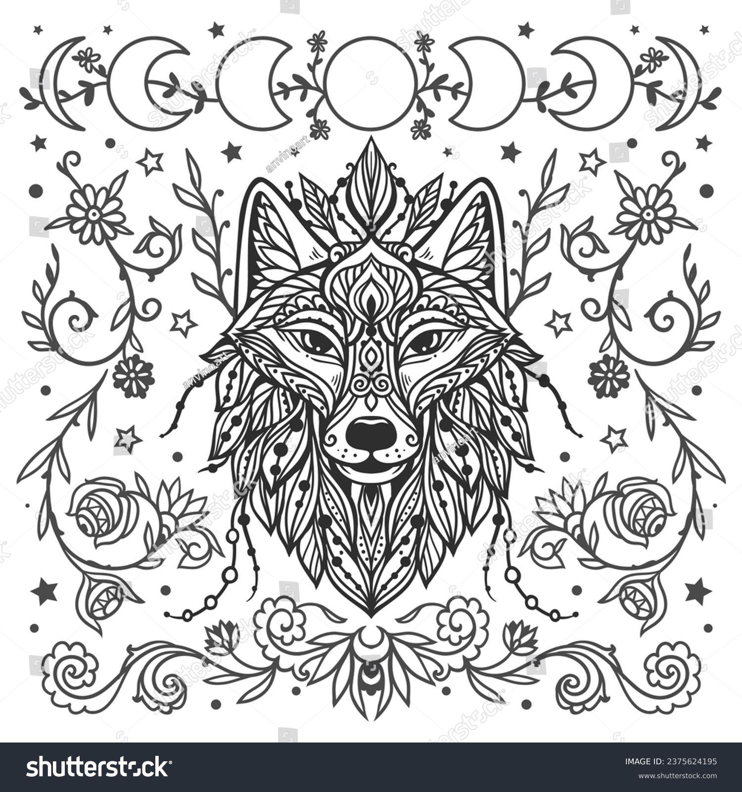 92 Adult Coloring Pages Wolves Royalty Free Images Stock Photos Pictures Shutterstock