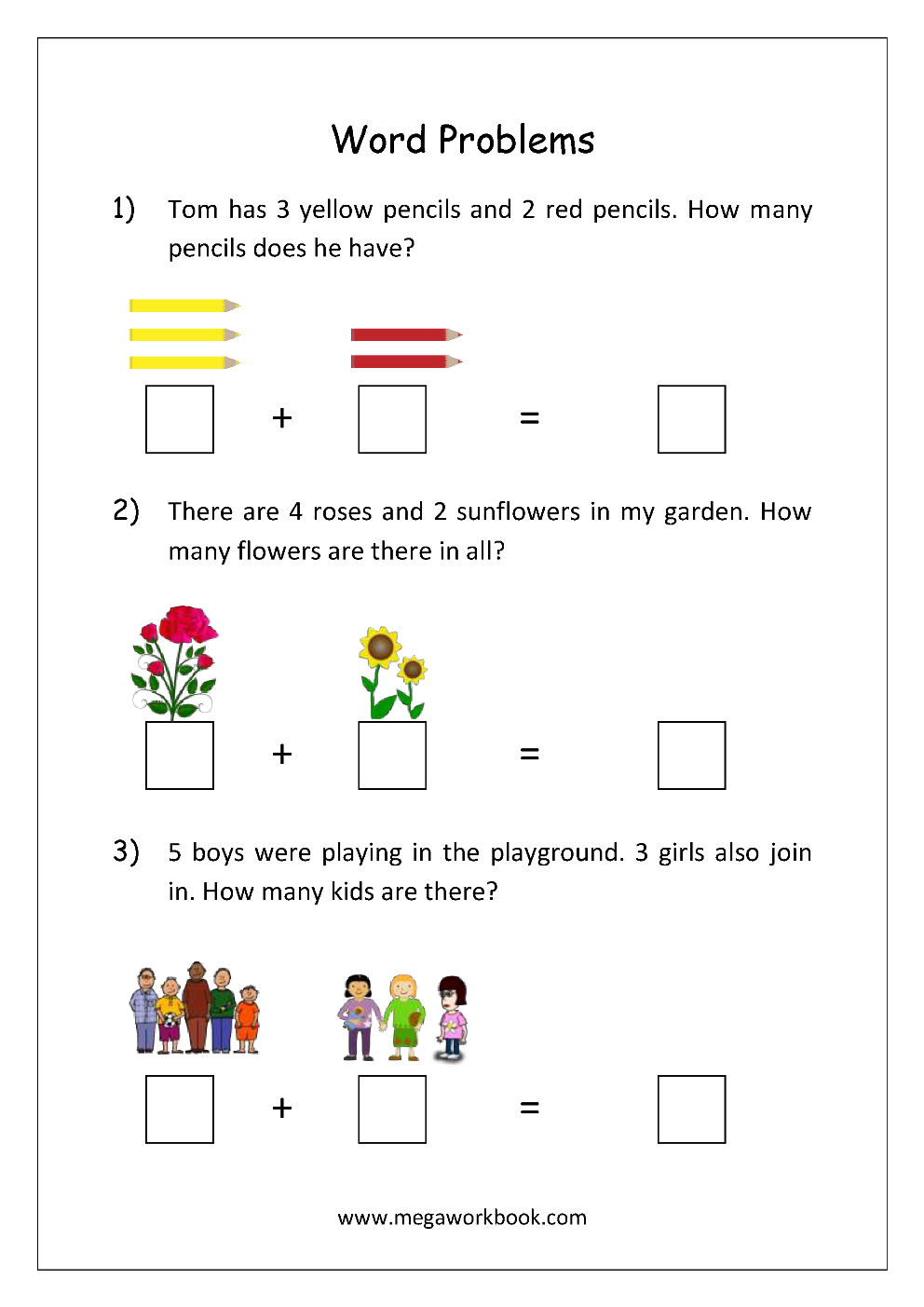 Addition And Subtraction Word Problems Worksheets For Kindergarten And Grade 1 Story Sums Story Problems MegaWorkbook Addition And Subtraction Word Problems Worksheets For Kindergarten And Grade 1 Story Sums Story Problems MegaWorkbook