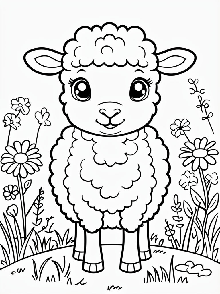 Adorable Cartoon Lamb Coloring Page For Kids Coloring Book Pages Playground