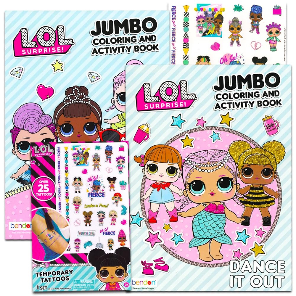 Amazon Lol Dolls Coloring Books Party Set Bundle Includes 2 Lol Dolls Activity Books And Lol Tattoos Party Supplies Toys Games